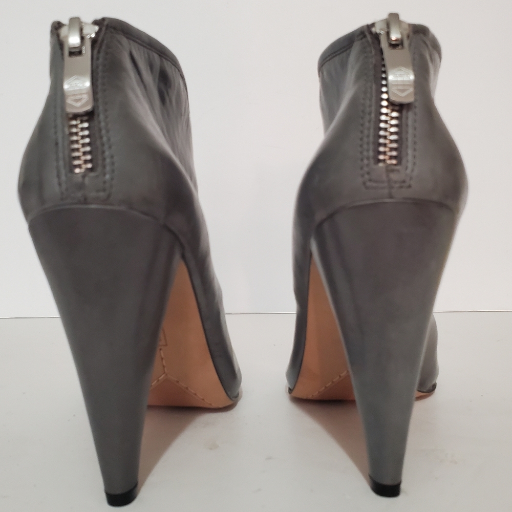 Vince Camuto Gray Leather Pointed Toe Ankle Booties - Picture 7 of 13